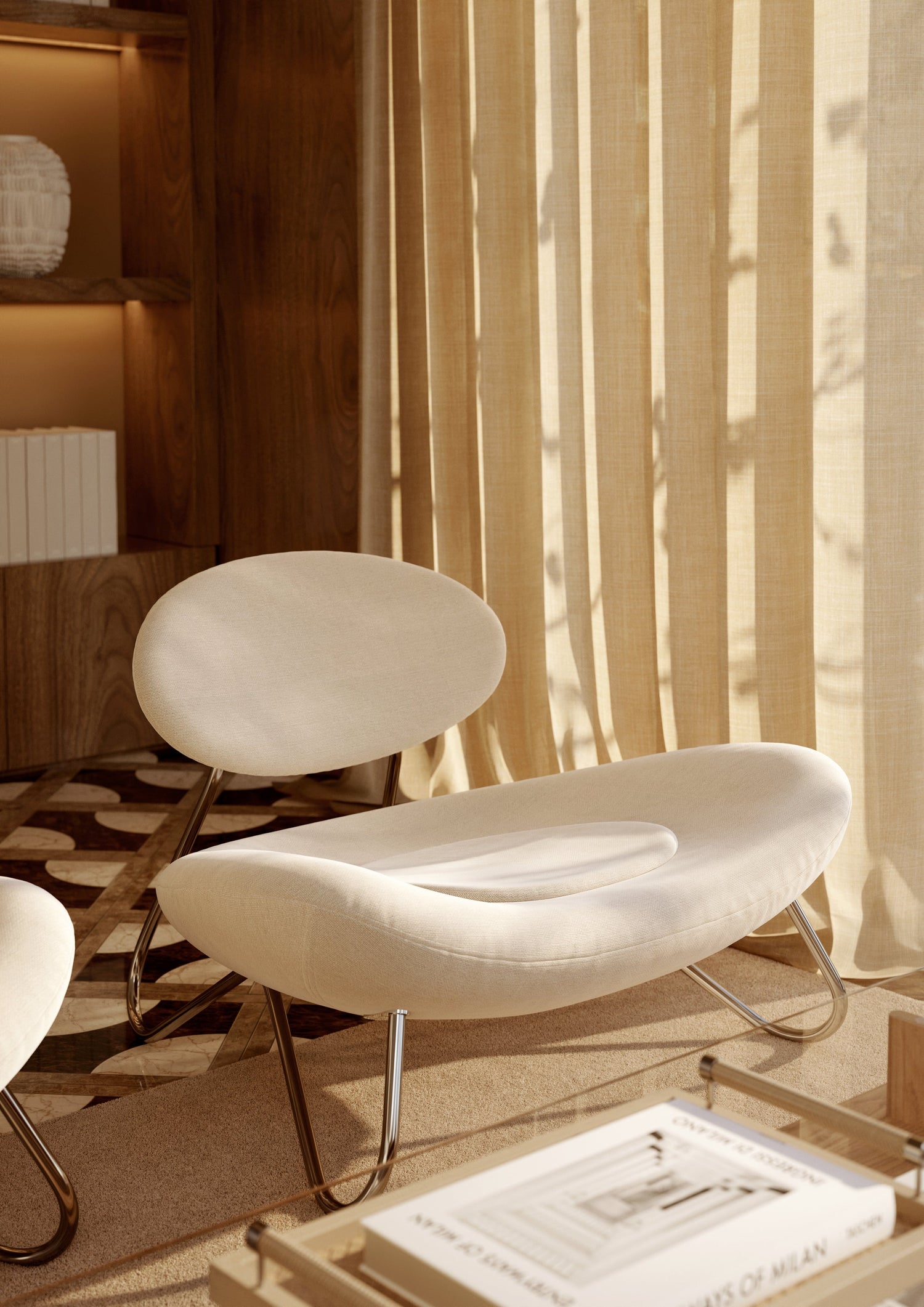 Meadow Lounge Chair - Hvit/Krom