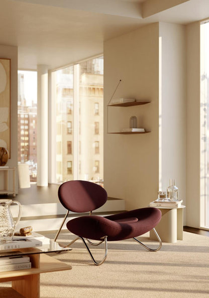 Meadow Lounge Chair - Bordeaux/børstet stål