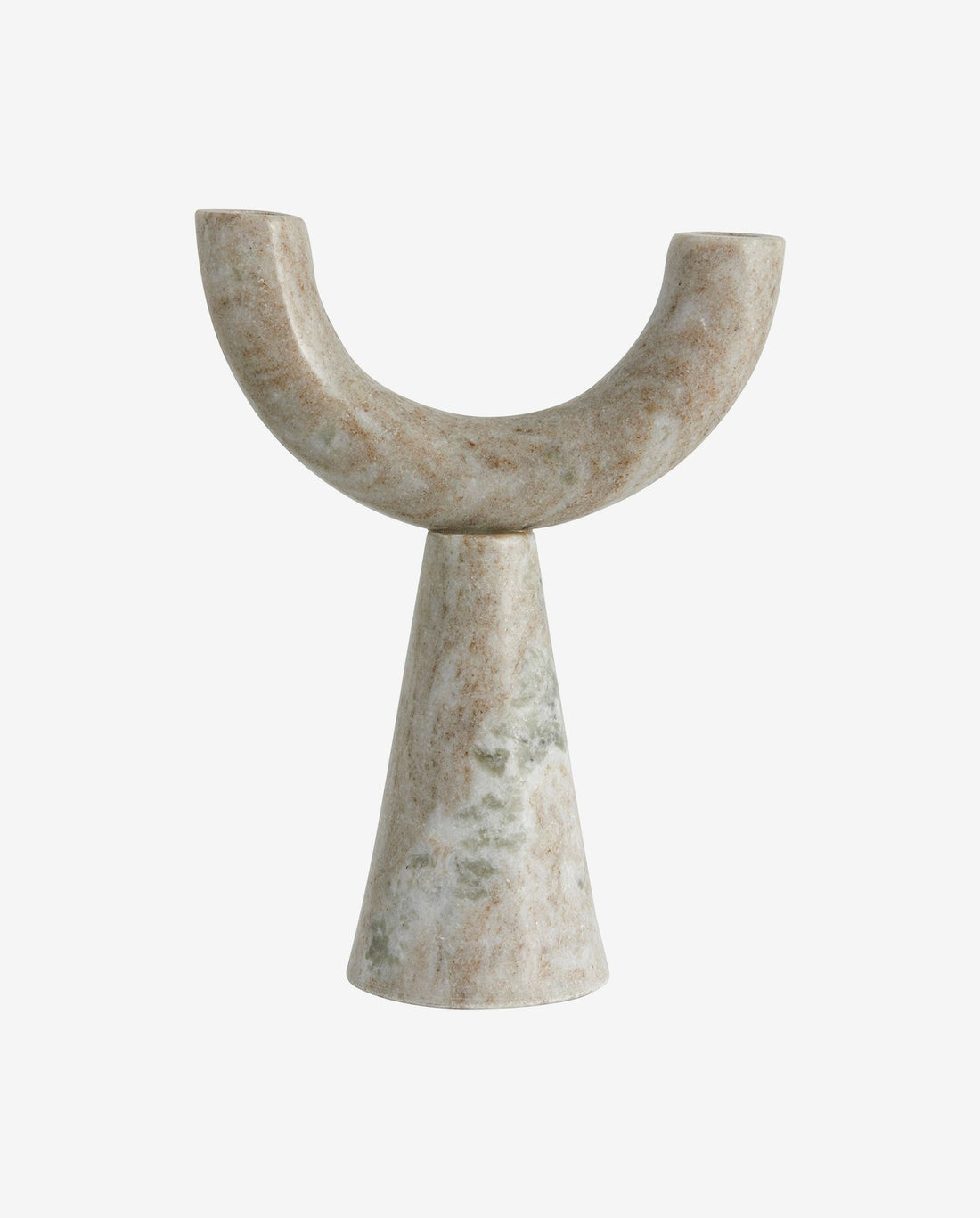 Rif lysestake i marmor - H26,5 cm - lysebrun