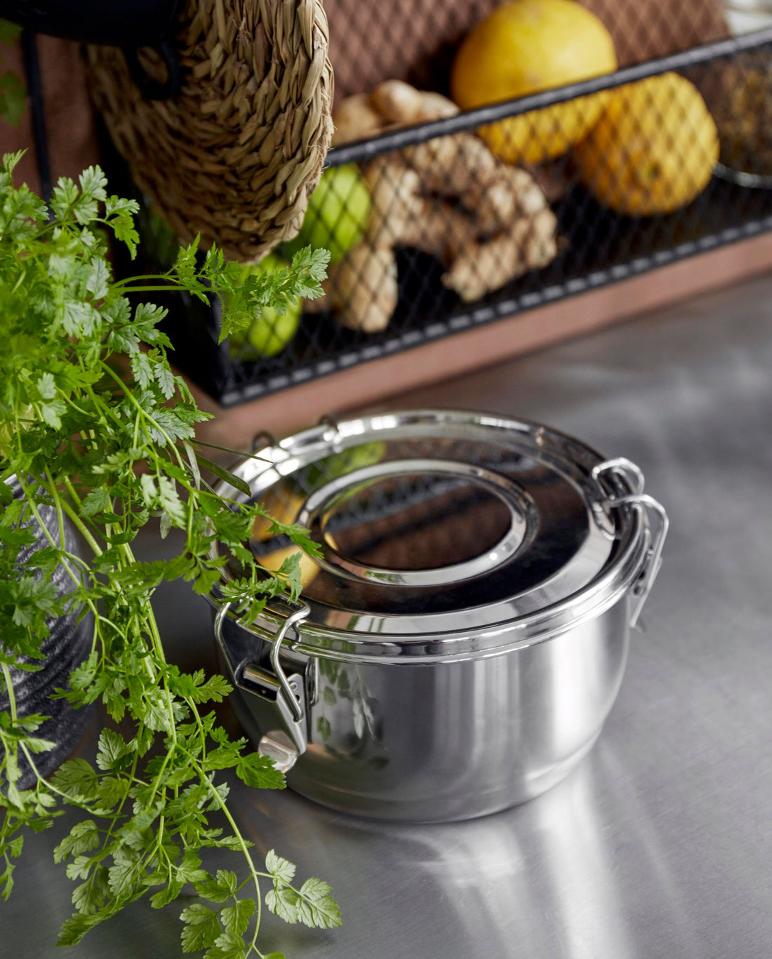 CANI Round lunsjboks i rustfritt stål - Ø15 cm