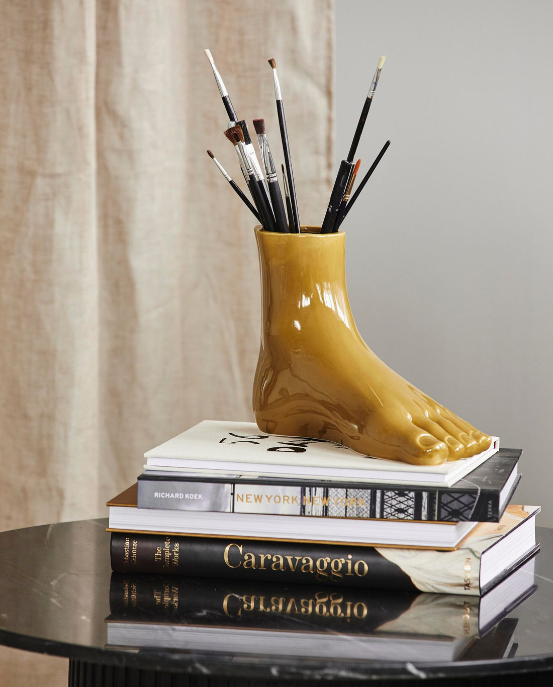 Aruba Vase i keramikk - H19,5 cm - sennep