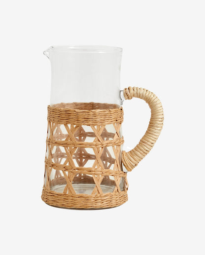 Weva pitcher i klart glass med Wicker - H24 cm - Naturen