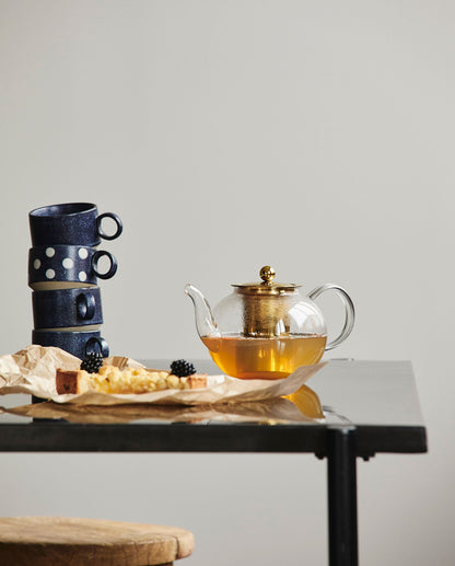 Chili Teapot, Glass - Gold Finish/Ready