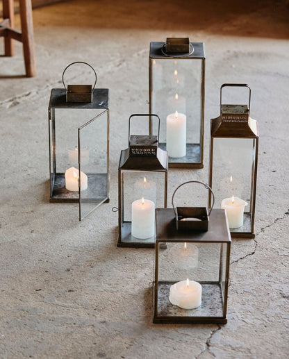 ANTIKK lanterne i jern - h30 cm - gullfinish