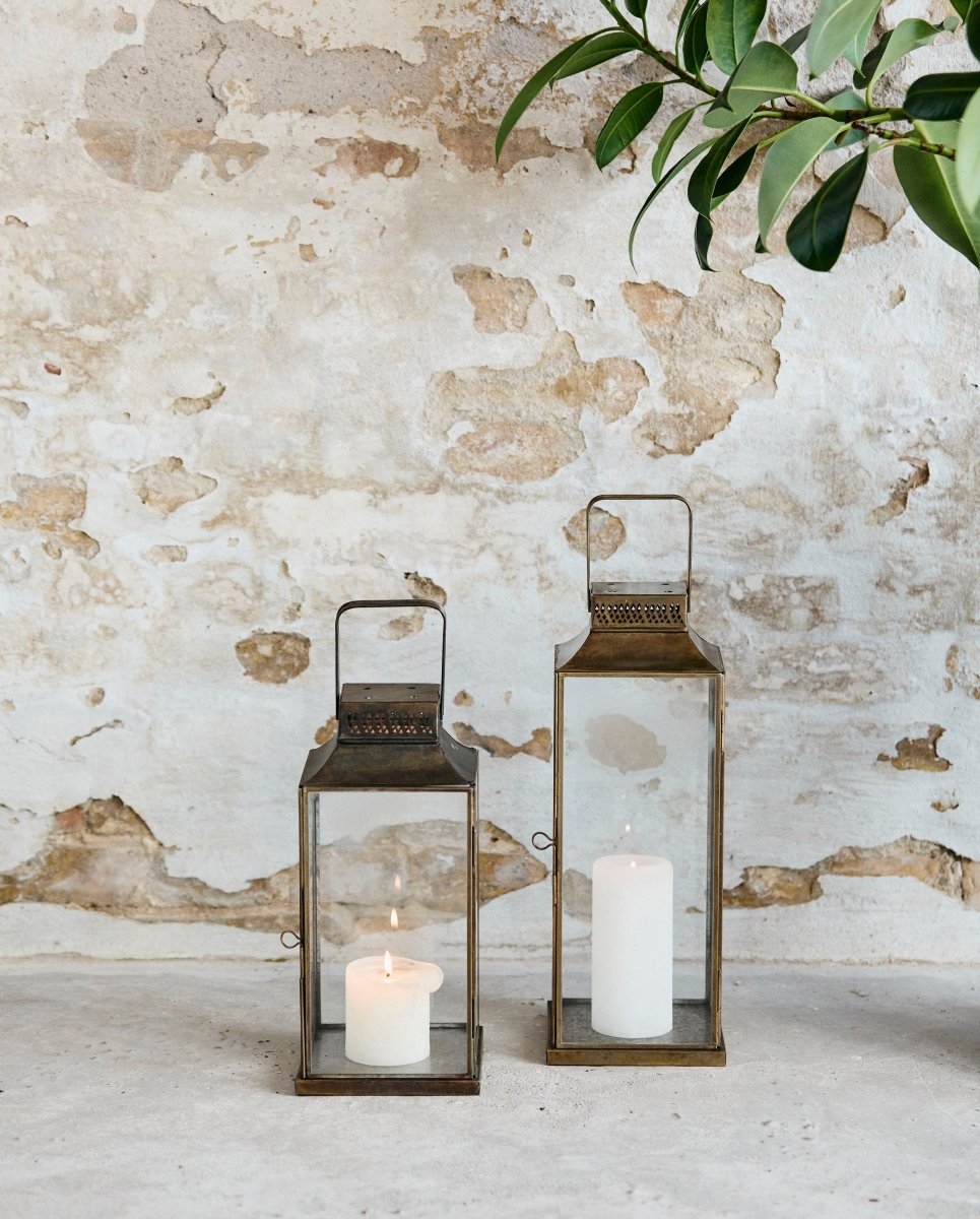 ANTIKK lanterne i jern - h30 cm - gullfinish