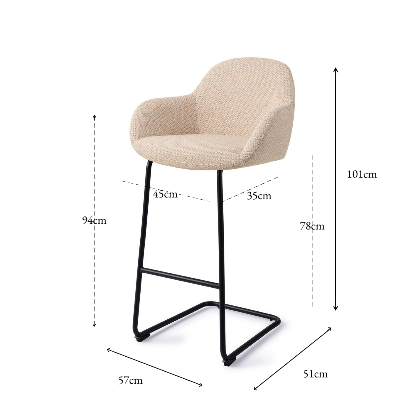 Kushi Bar Chair Trouty skjær