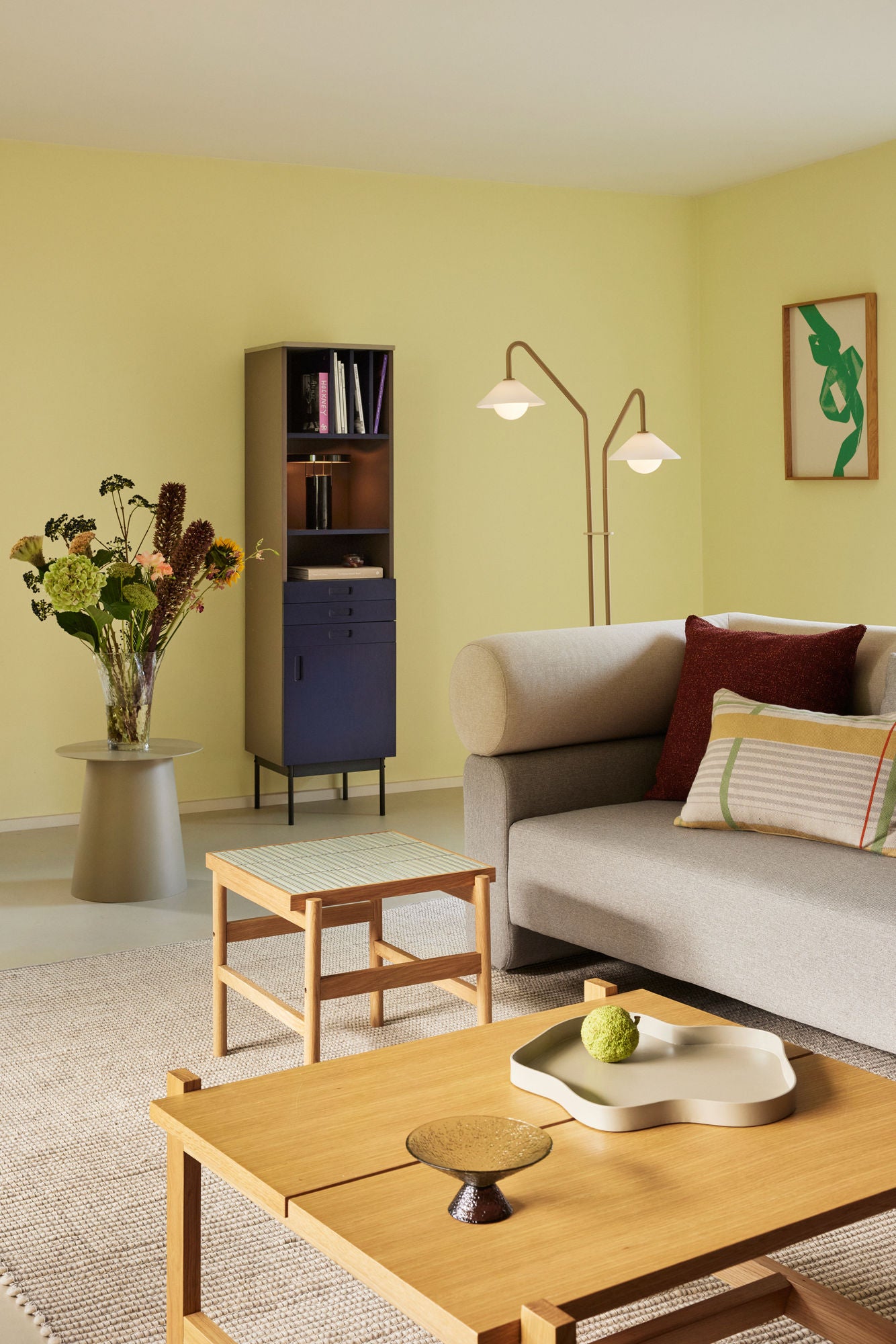 Flis Sidebord Mint/Naturlig - 45x50xh44cm
