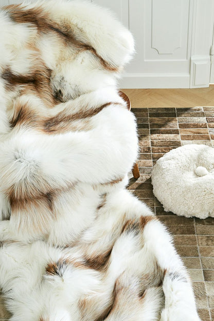 Premium teppe av rev | Baksiden av kashmir | Lyst gull | 150x150 cm