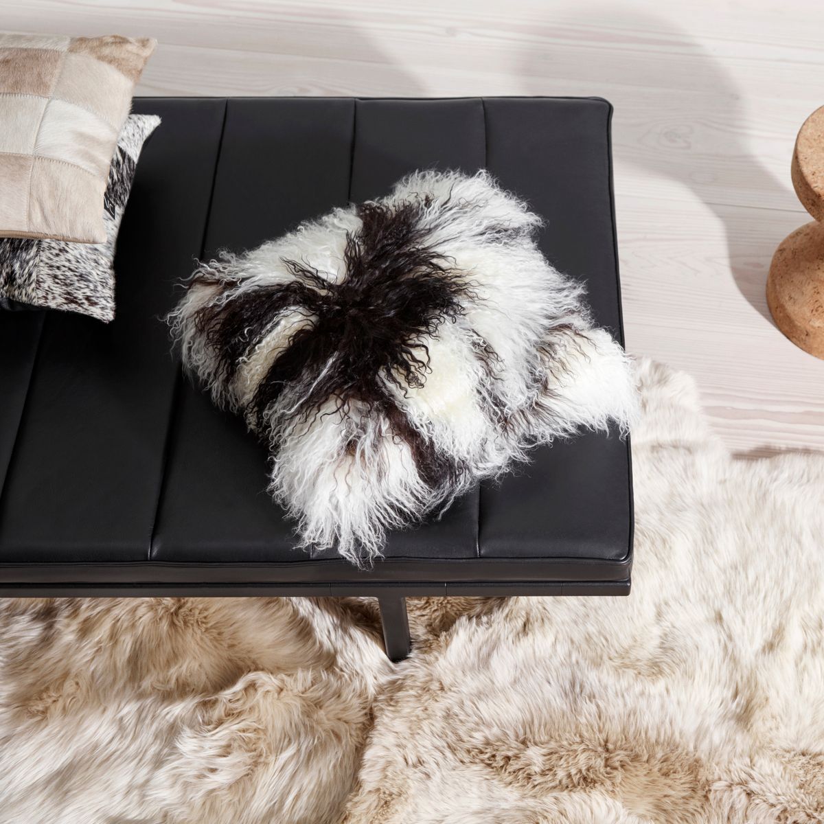 Lammeskinnspute | Krøllete | Tibet | 40x40 cm