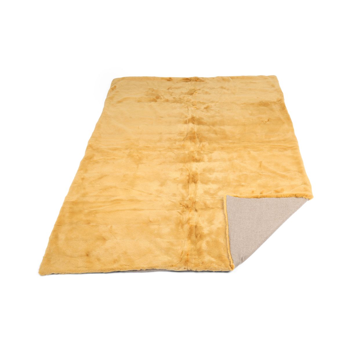 Mink pledd | Baksiden av kashmir | Sennep | 140x200 cm