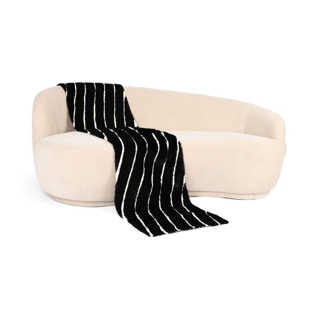 Mink pledd | Baksiden av kashmir | Svart/Hvit | 50x220 cm