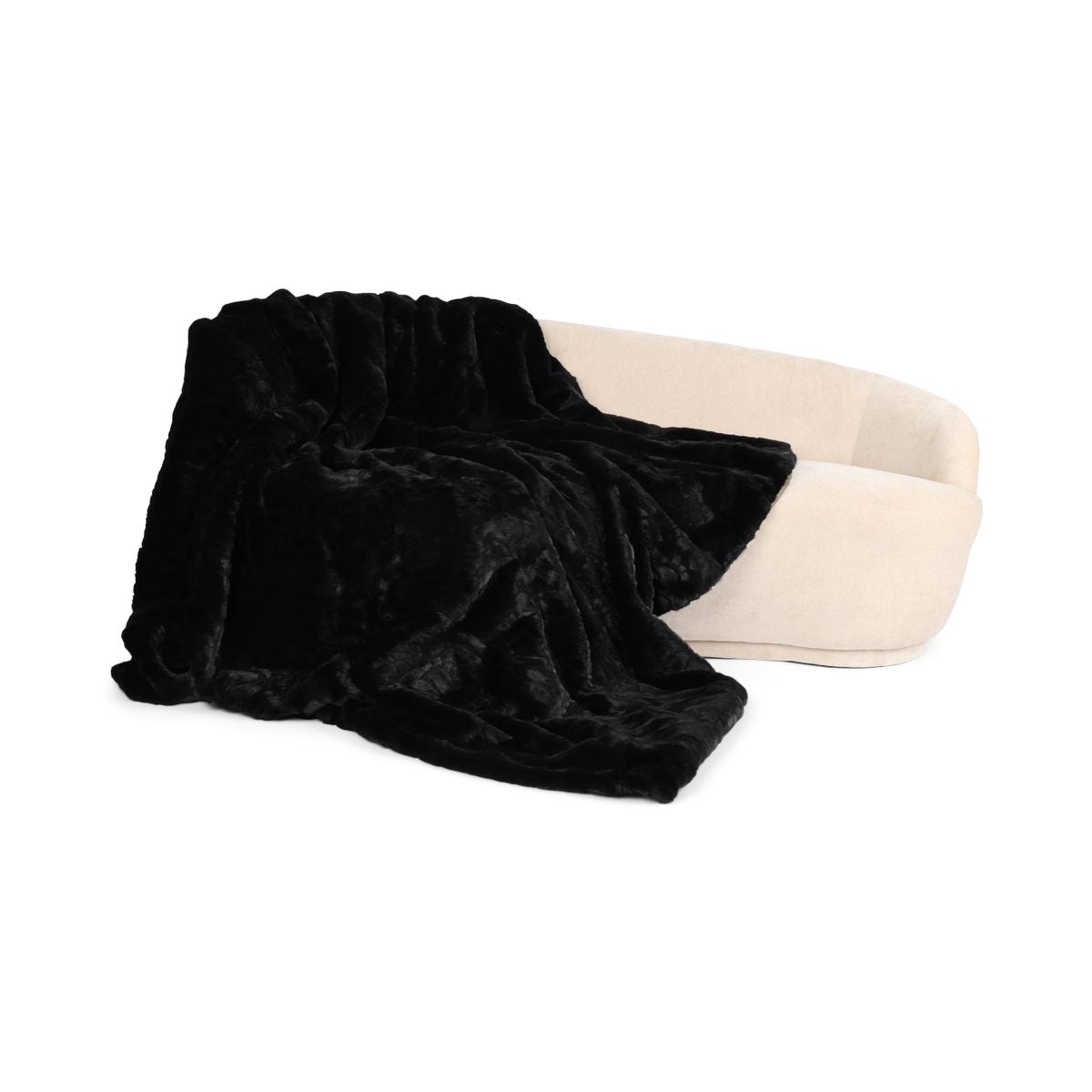 Mink pledd | Cashmere bakside | Svart | 200x200 cm