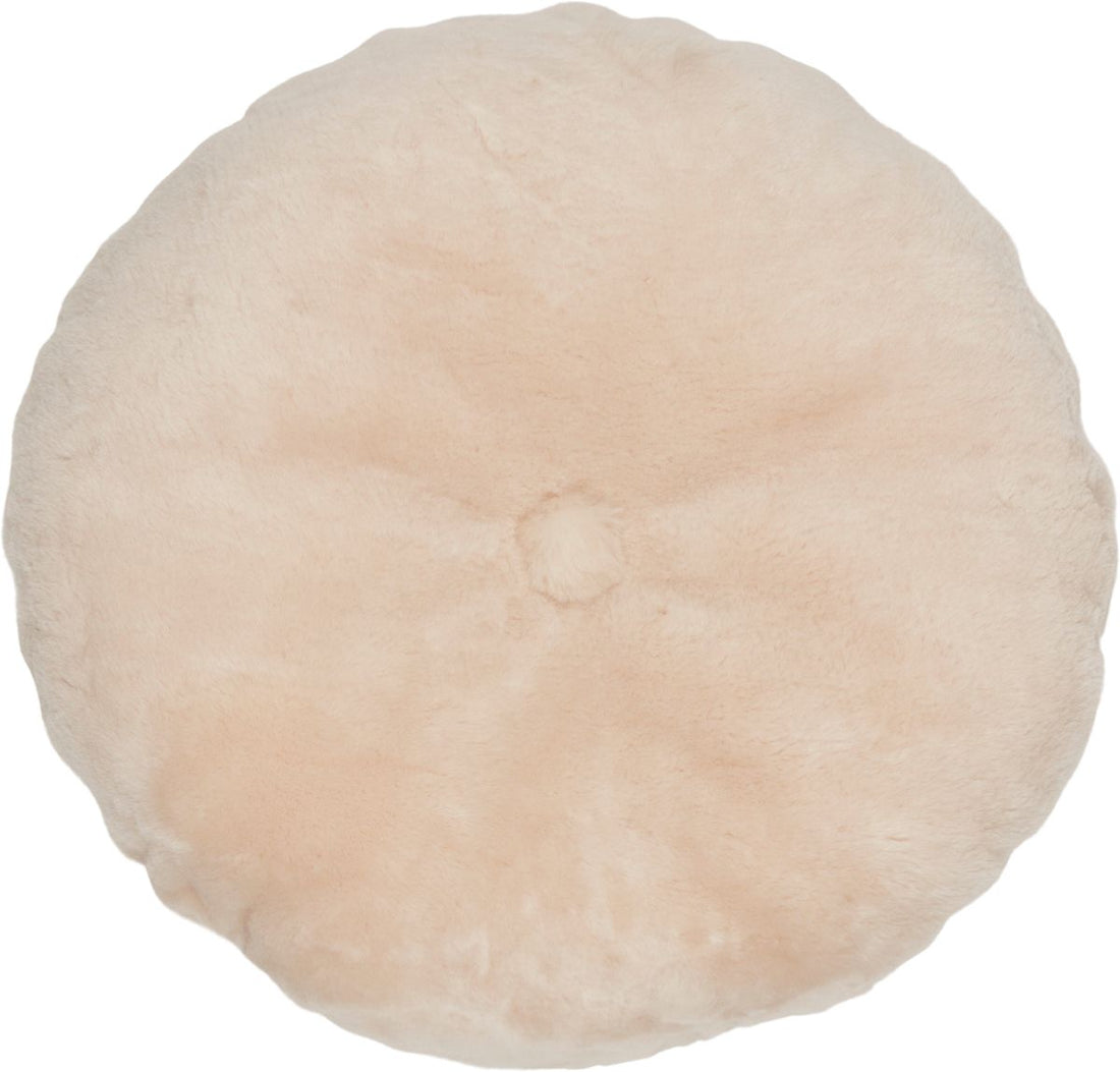 Lammeskinnspute | Mokkasin | Dobbeltsidig | Ø45 cm