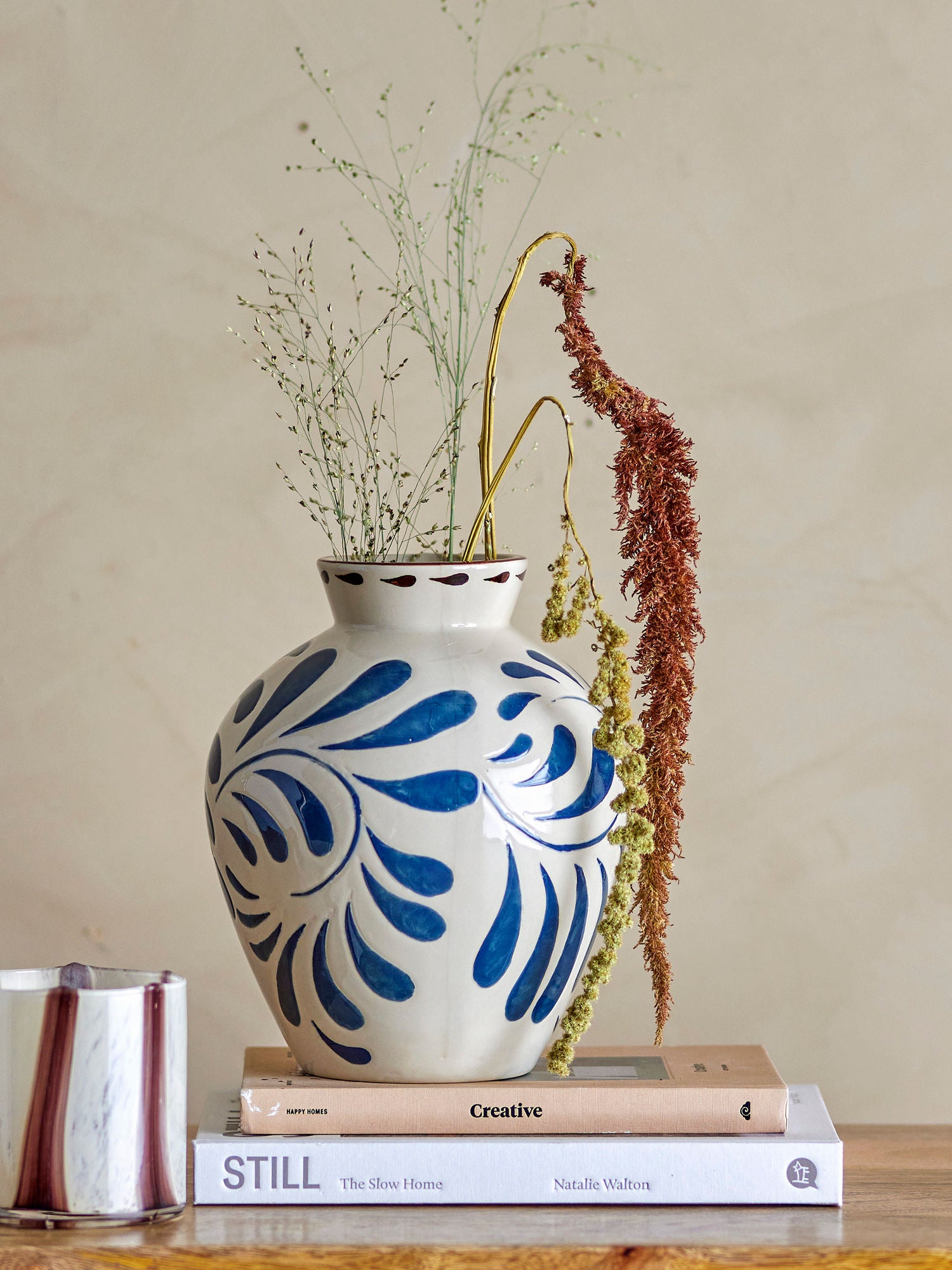 Bloomingville Heikki Vase, blå, steingods