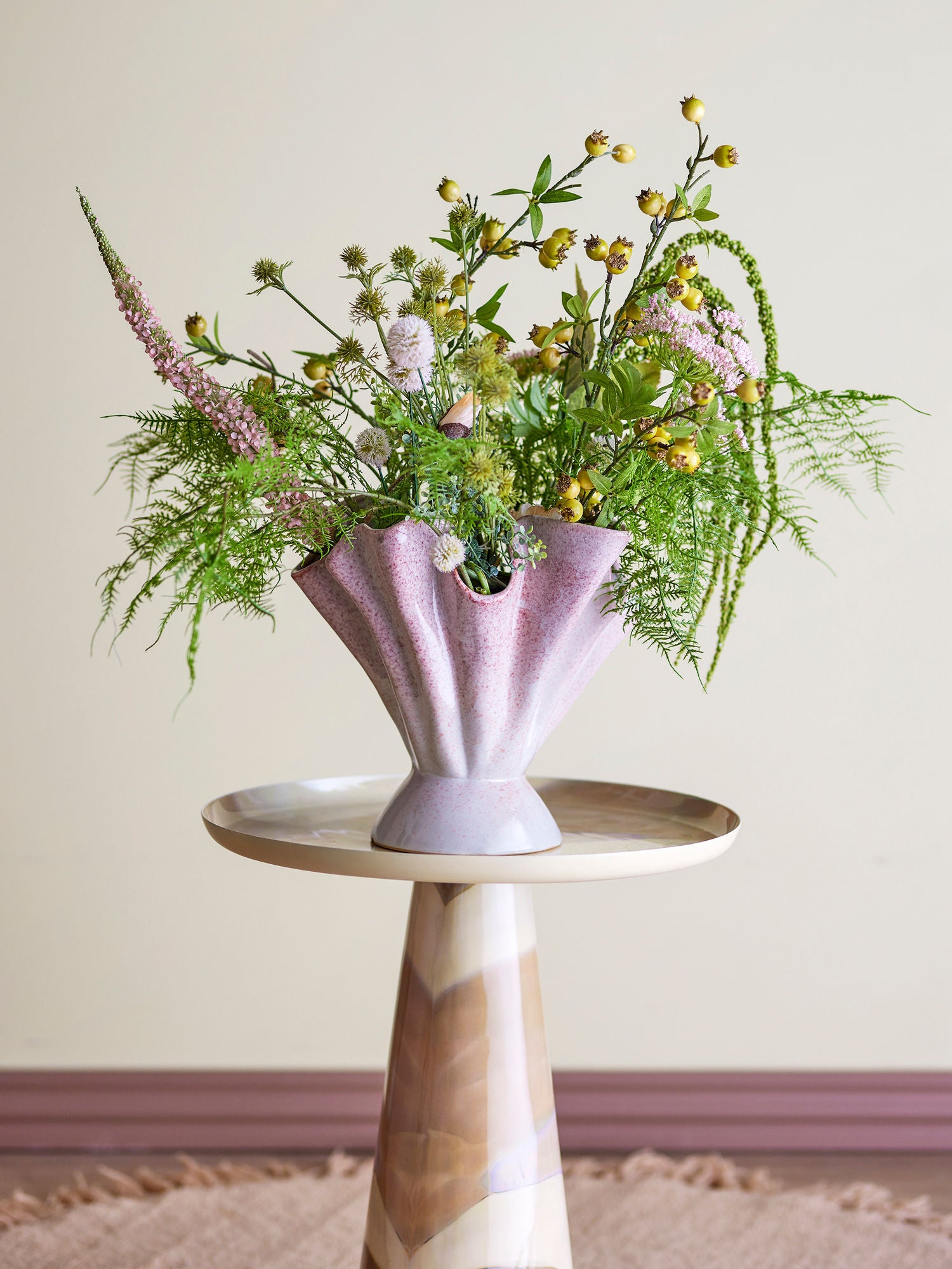 Bloomingville Plier Vase, Rosa, steingods