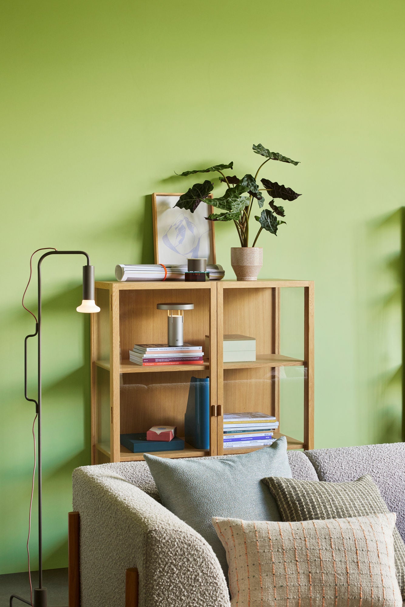 Hübsch rytmisk pute beige/oransje/svart