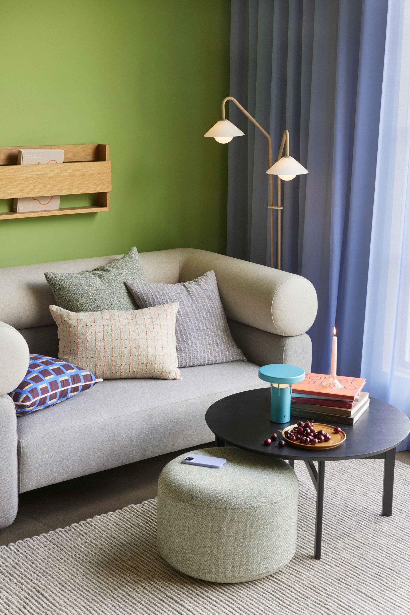 Hübsch rytmisk pute beige/oransje/svart