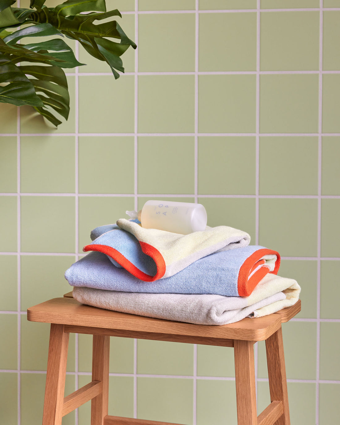 Hübsch blokkeringshåndkle liten lyseblå/multikolor