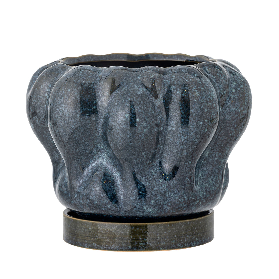 Bloomingville Hollis Herbal Pot m/tallerken, blå, steingods