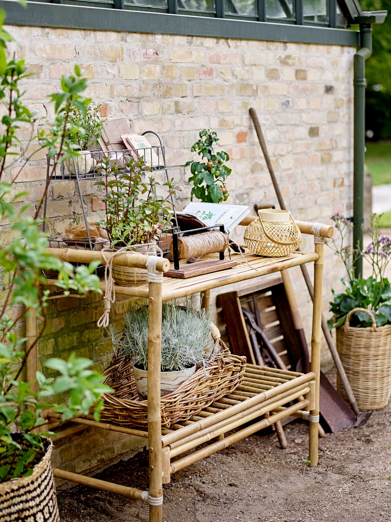 Malda -lykter m/glass, natur, bambus