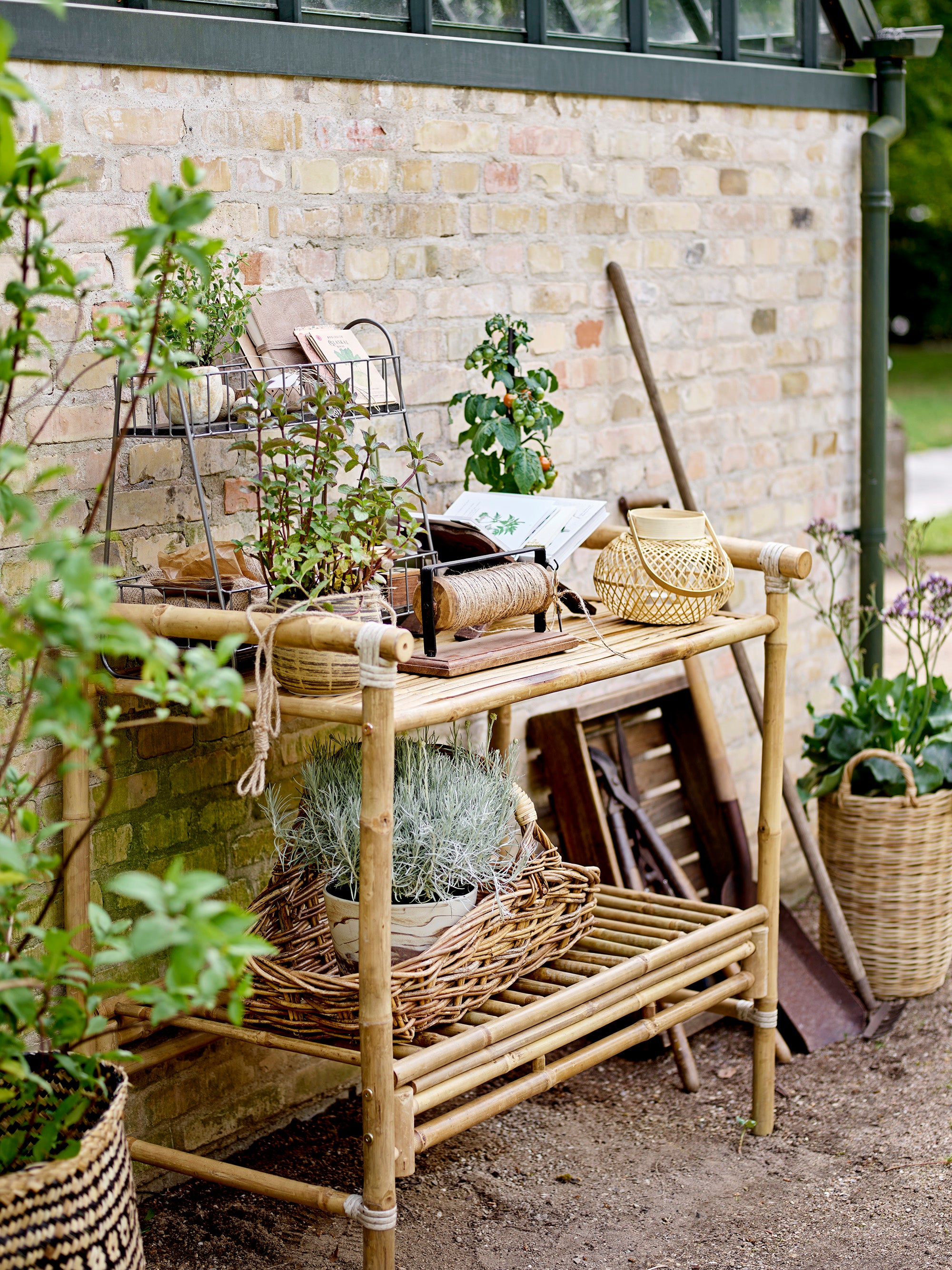 Malda -lykter m/glass, natur, bambus