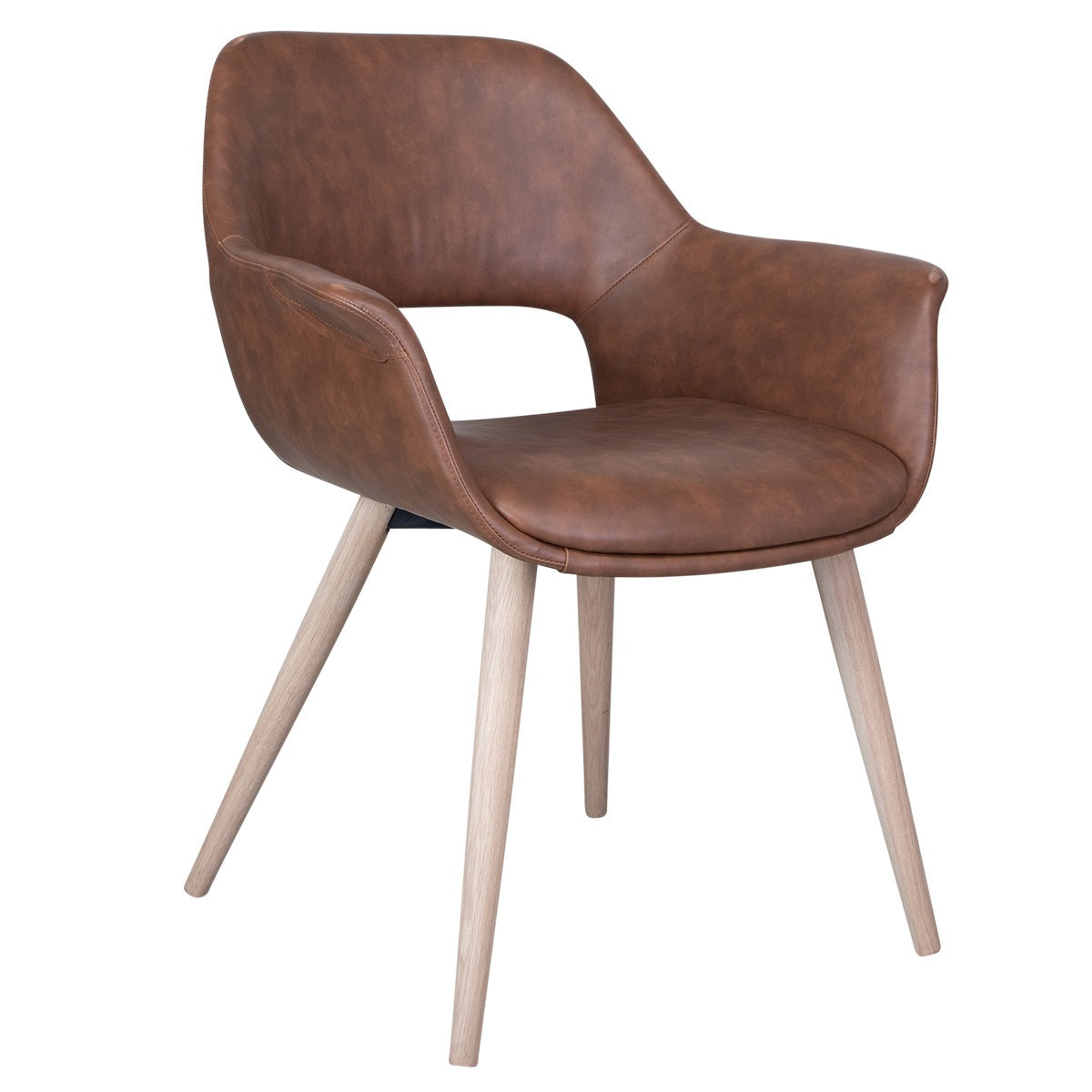 Spisestol Cognac PU med treramme (modell: Fenja)
