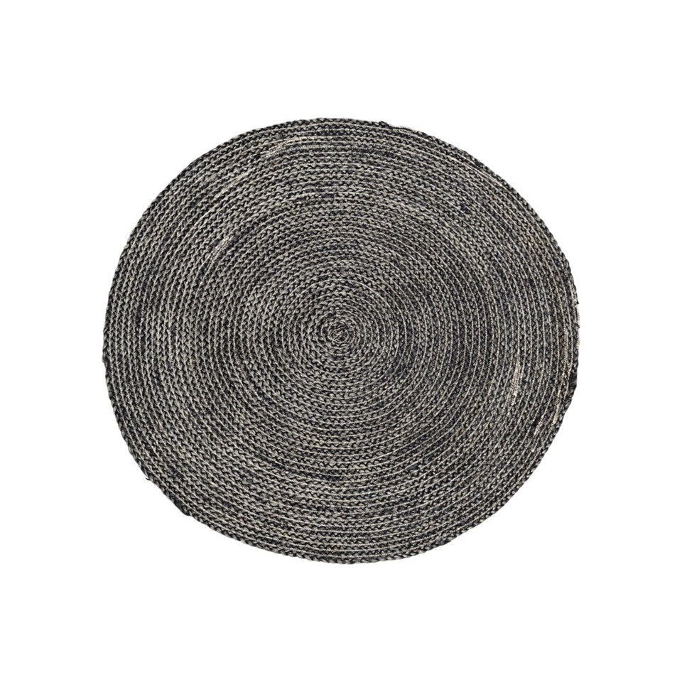 Huslege - Struktur teppe Ø 100 cm - svart/grå