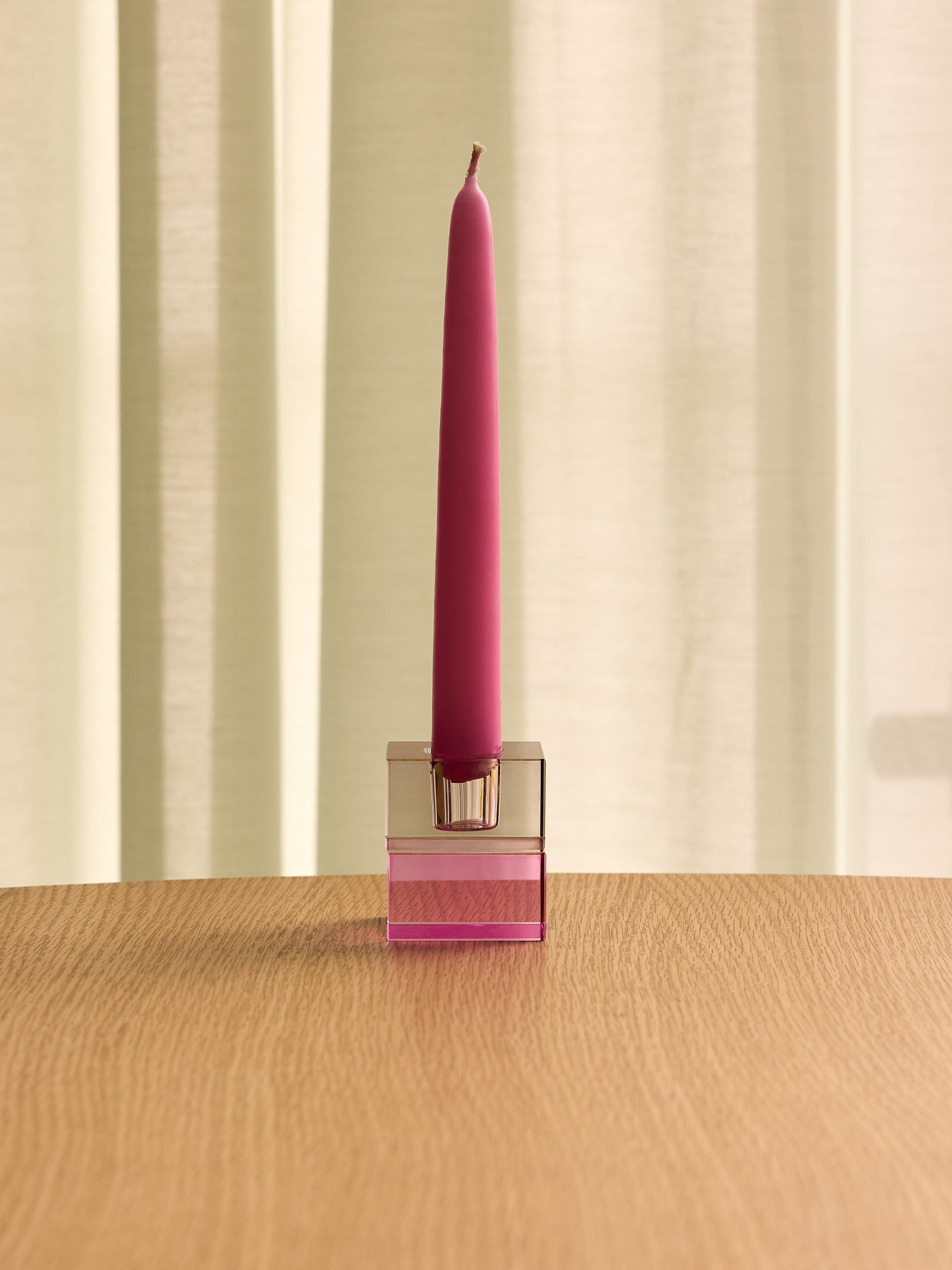 Blokklysestaker Brun/grønn og grå/rosa (sett med 2) - 5x5h6cm