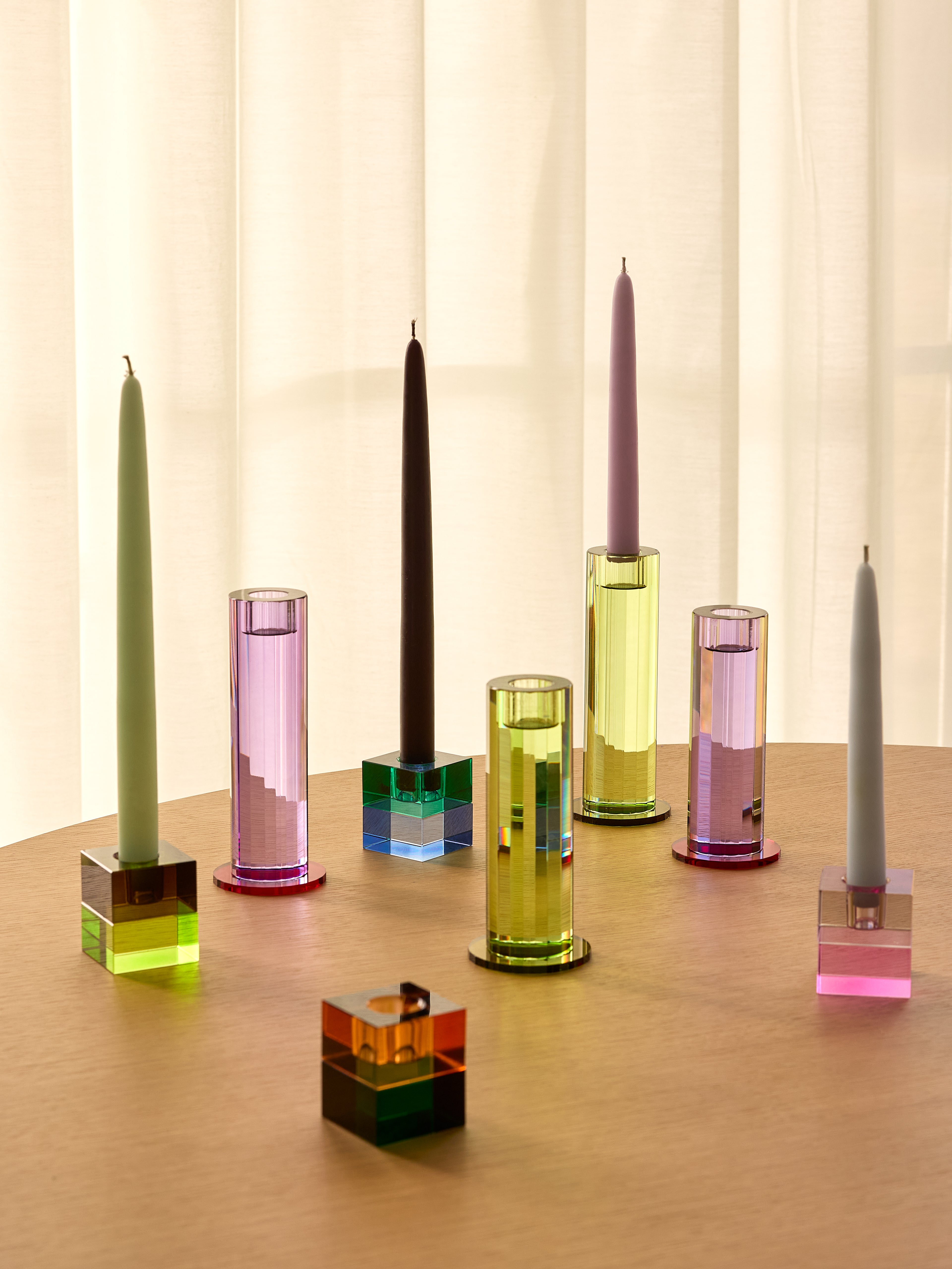 Cut Lysestaker Lilla (sett med 2) - ø7xh16cm, ø7xh18cm