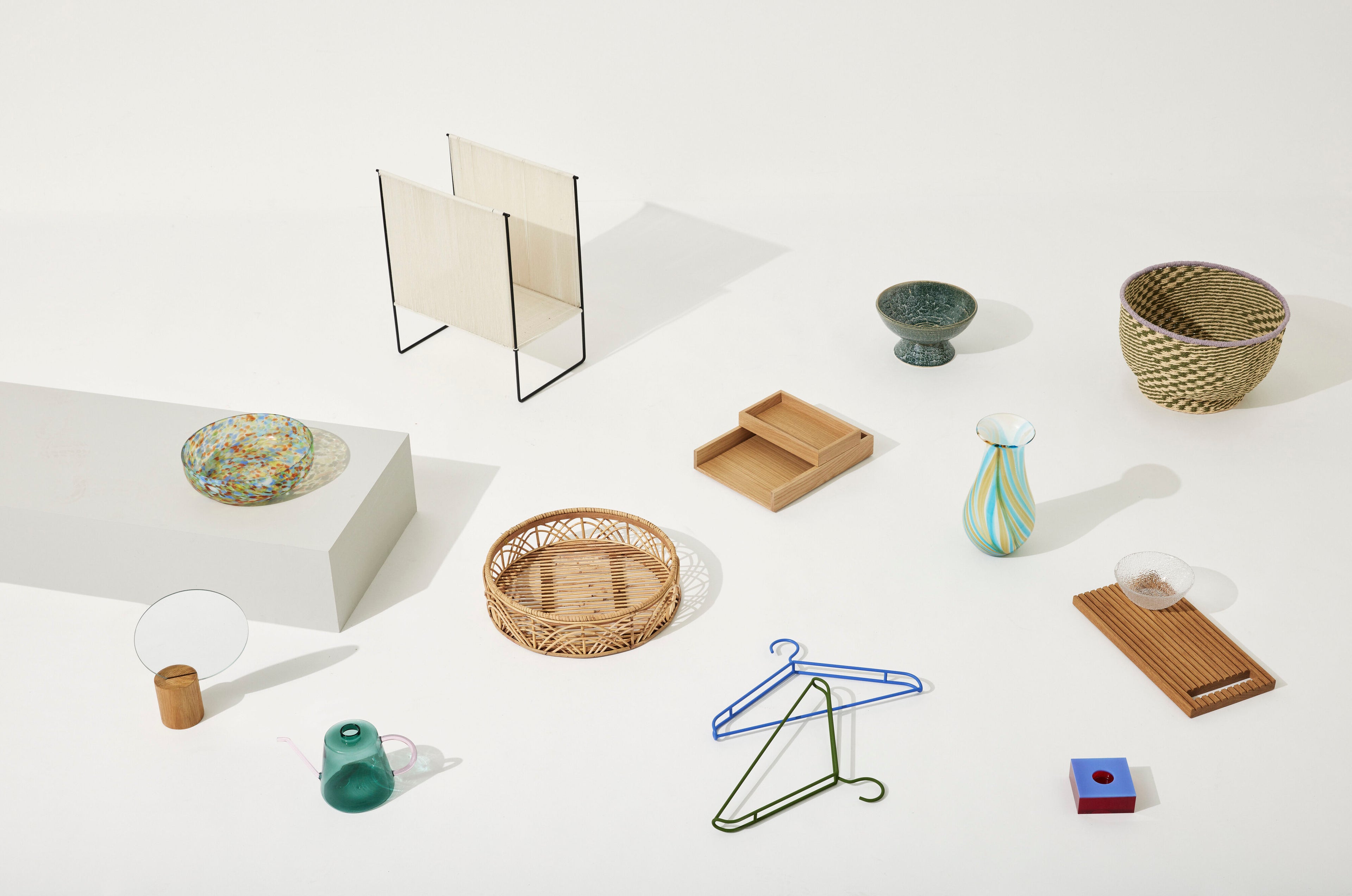 Peppy kurve natur/grønn (sett med 2) - Ø34XH21, Ø38XH26cm