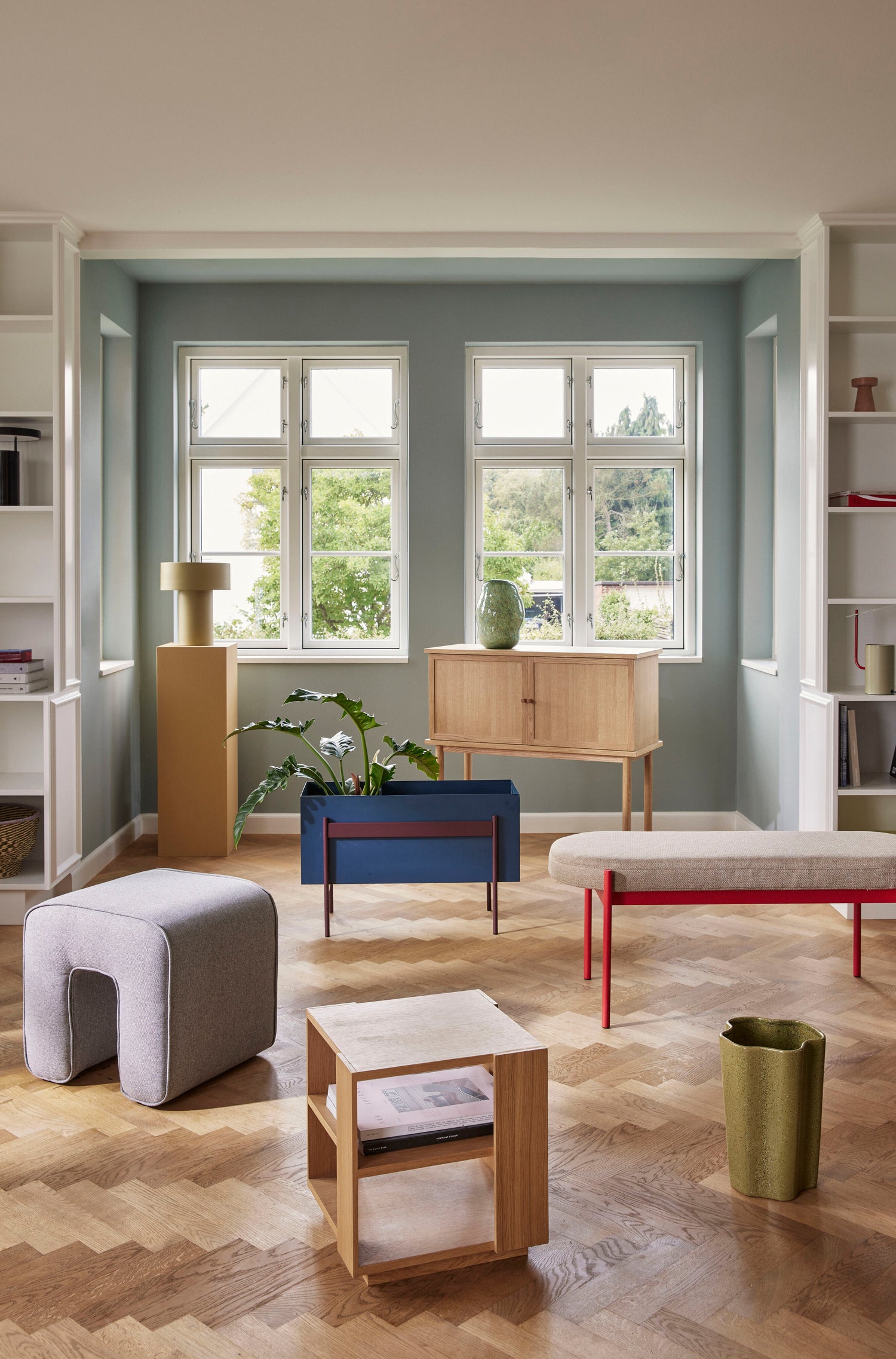 Peppy kurve natur/grønn (sett med 2) - Ø34XH21, Ø38XH26cm