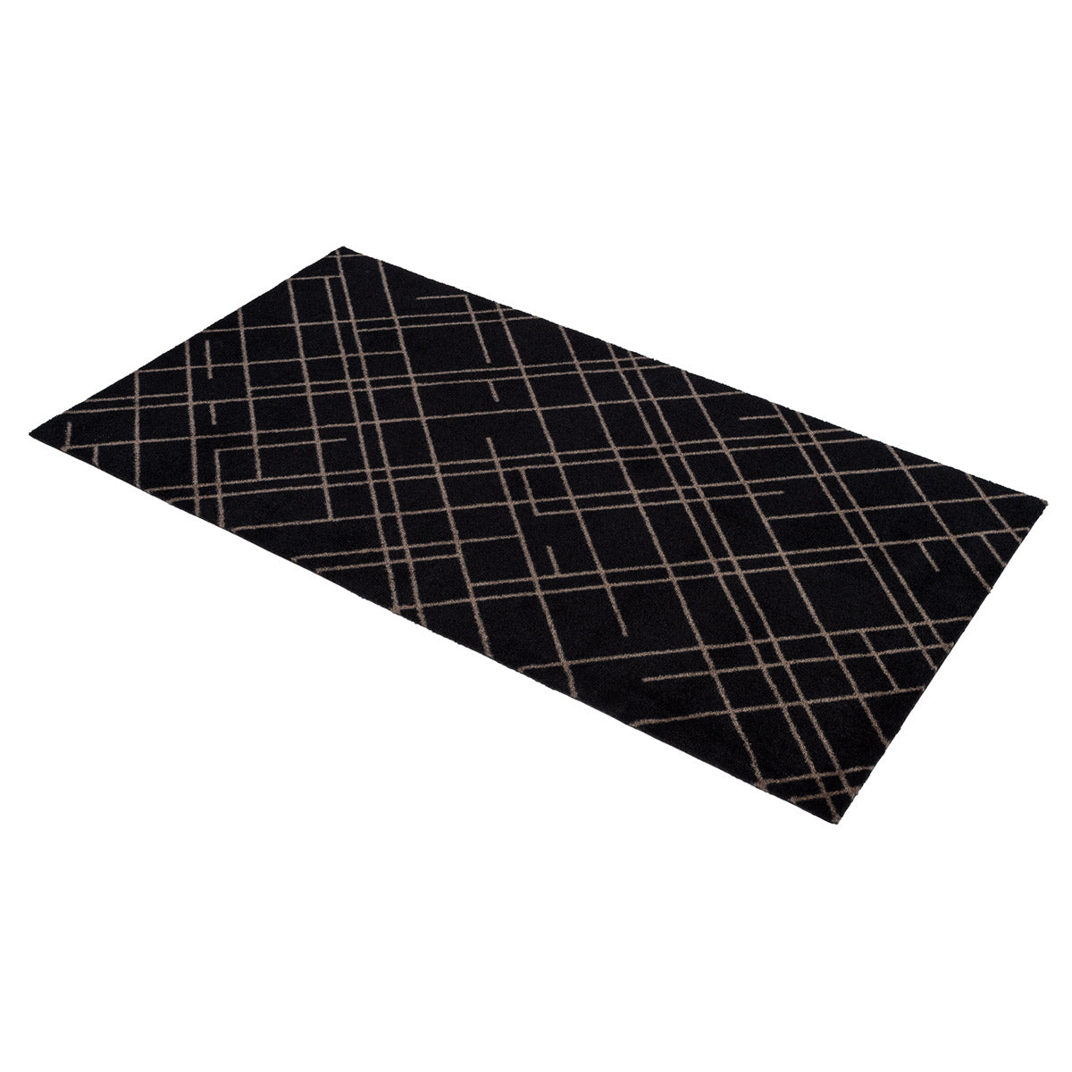 Gulvmatte 67 x 120 cm - linjer/sand svart