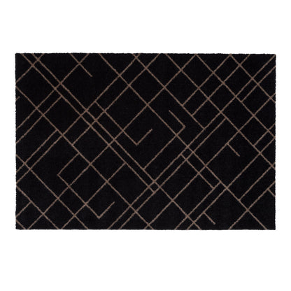 Gulvmatte 60 x 90 cm - linjer/sand svart