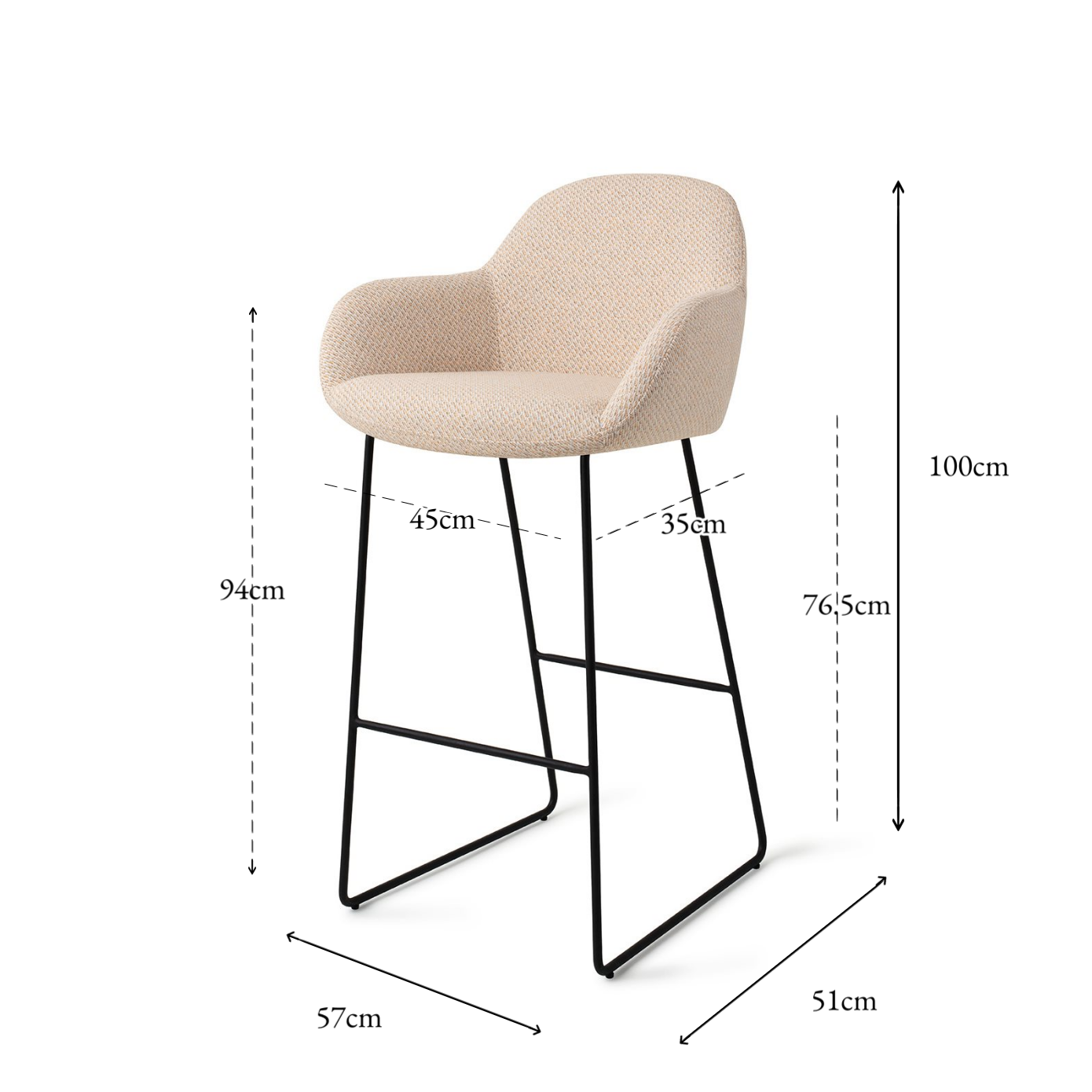 Kushi Bar Chair Trouty skjær