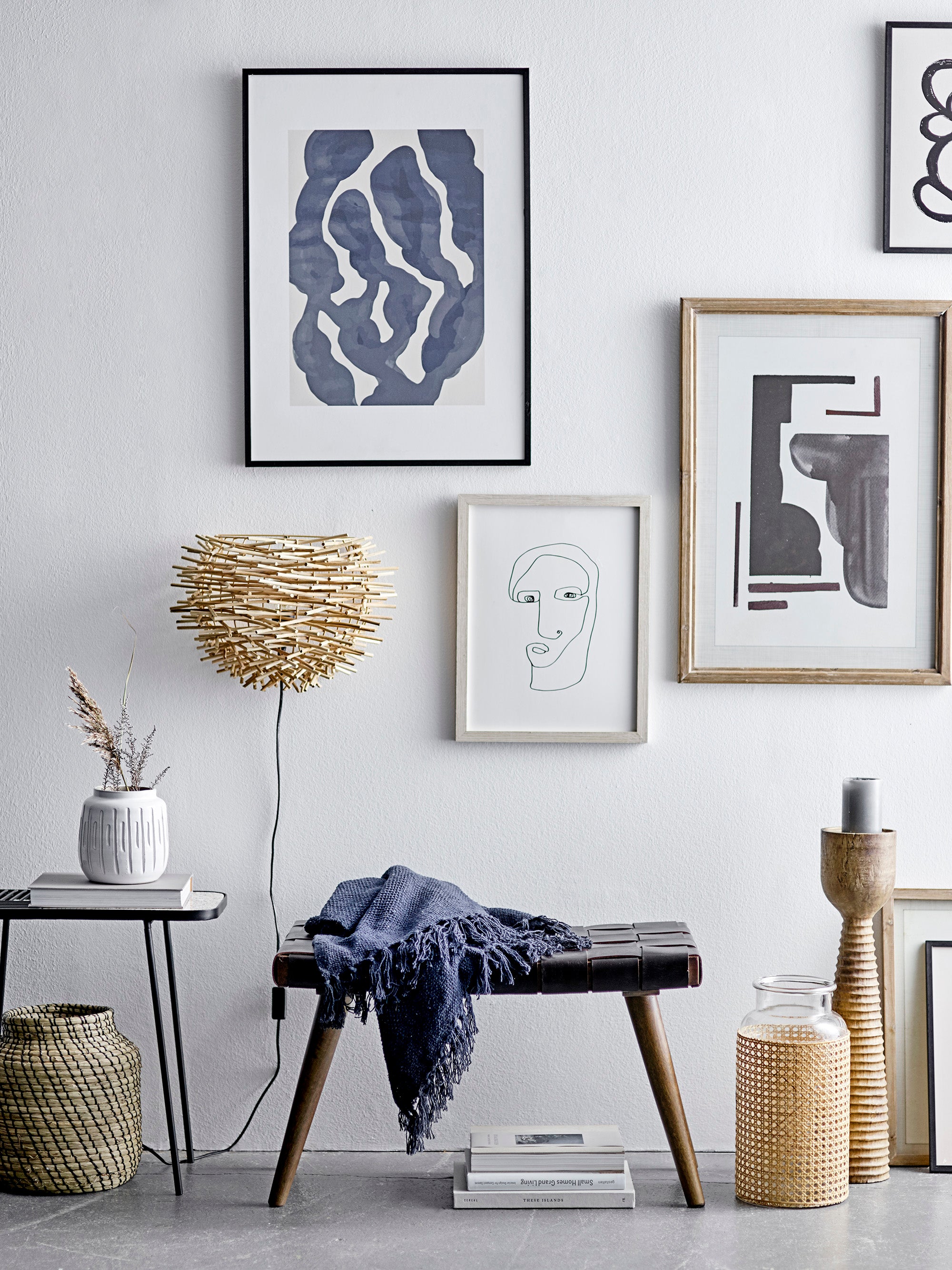 Linda pledd, blå, resirkulert bomull