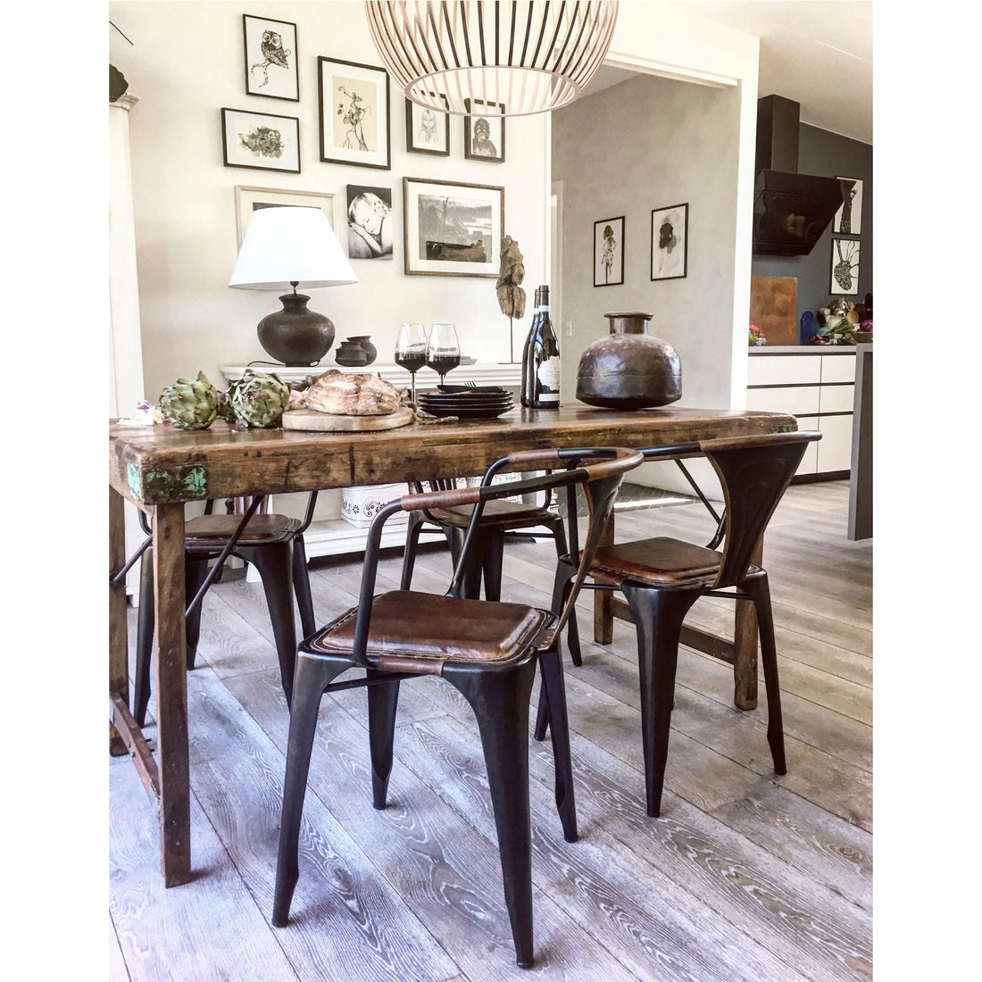 SJÆLSØ Nordic Chair in Iron and Leather - Set of 2