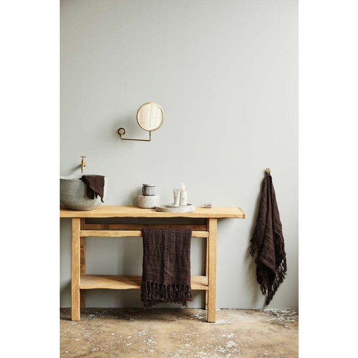 Nordal ARIES badehåndklæde i hør - 80x150 cm - brun - Nordal - DesignGaragen.dk