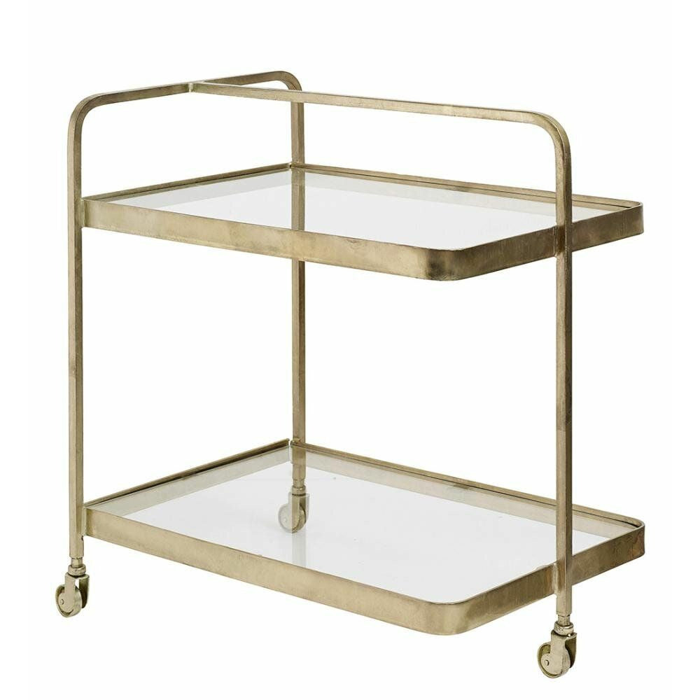Nordal Trolley Rolling Table i messing med glass - 70x50 cm