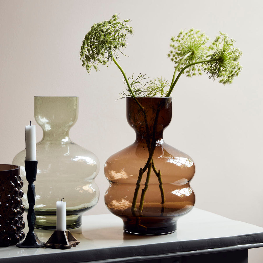 Huslege - Vase, Organi, Amber - H: 35 cm, DIA: 24 cm