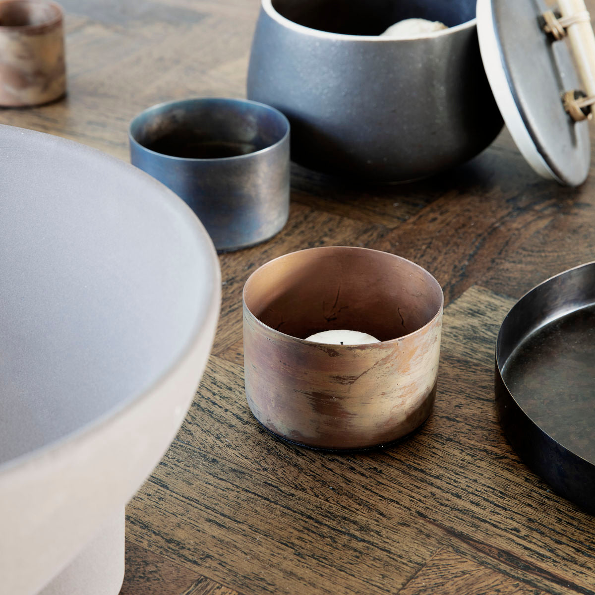 Huslege - fyrtårn, definere, antikk kobber - H: 5 cm, dia: 8 cm