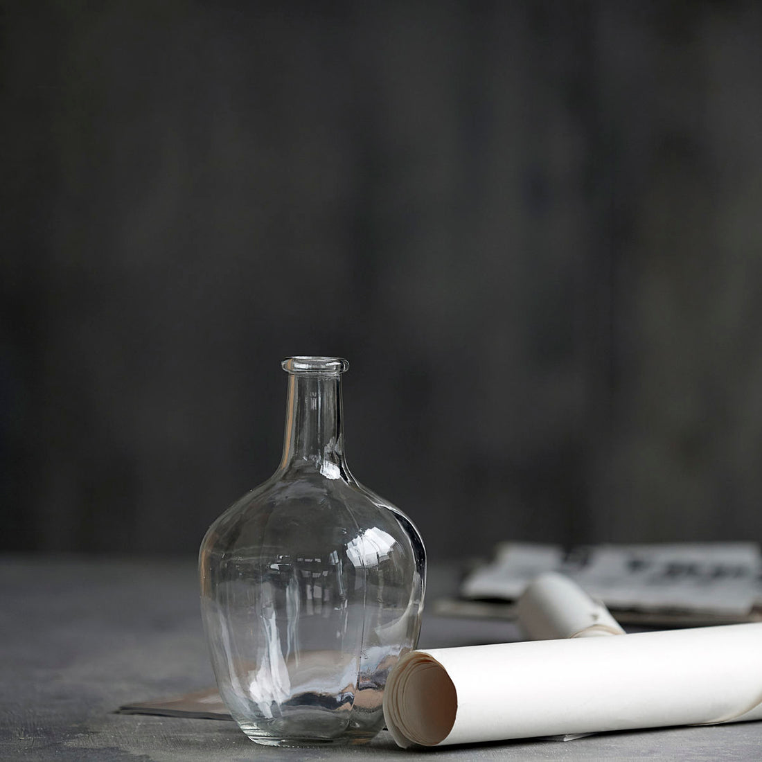 Huslege - Vase / flaske, glass, klar - H: 25,5 cm, DIA: 14 cm