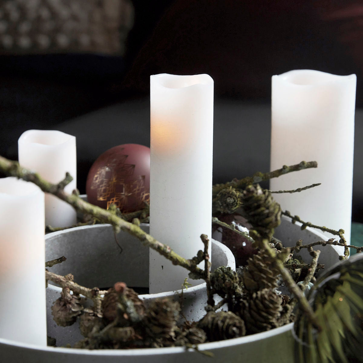 Huslege - Lys, LED, hvit - H: 20 cm, dia: 5 cm