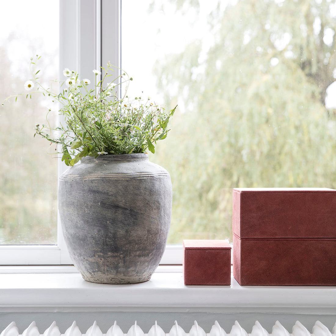 Huslege - Vase, rustikk, betong - H: 31 cm, DIA: 27 cm