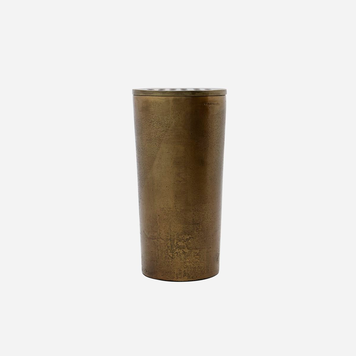 Huslege vase, flyt, antikk messing-H: 18 cm, dia: 9 cm