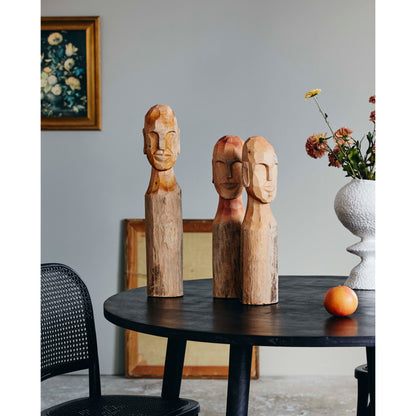 Cuba -figur i tre med ansikt - stor - H56 cm - natur