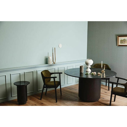 Nordal Erie Round spisebord i tre og marmor - Ø140 cm - svart