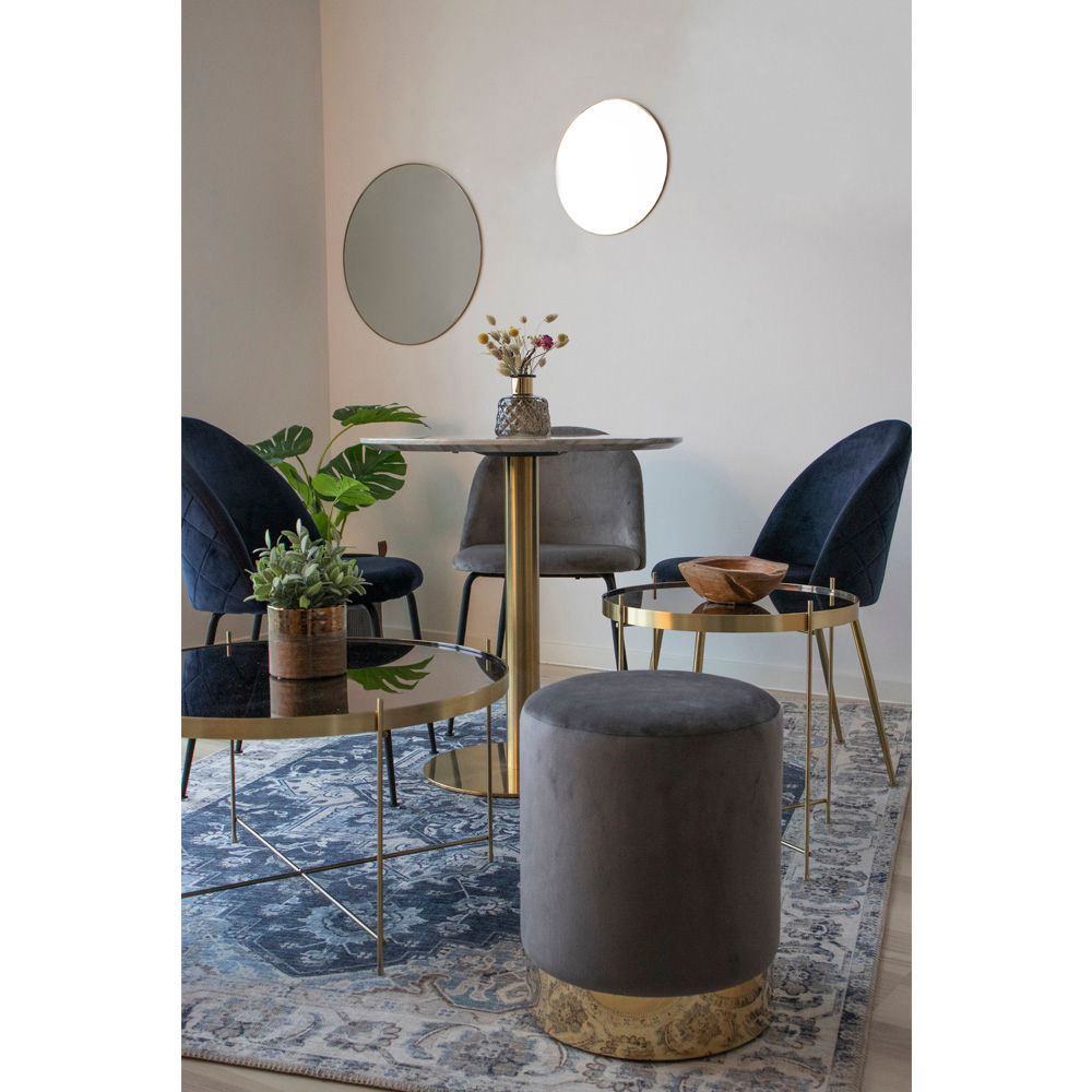 Genève spisebordstol - spisebordstol i velour, blå med svarte ben, HN1205