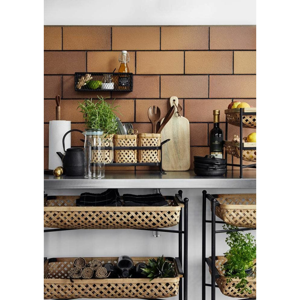 Nordal Roller Table med flettekurver i bambus - 64x36 cm - Natur/svart