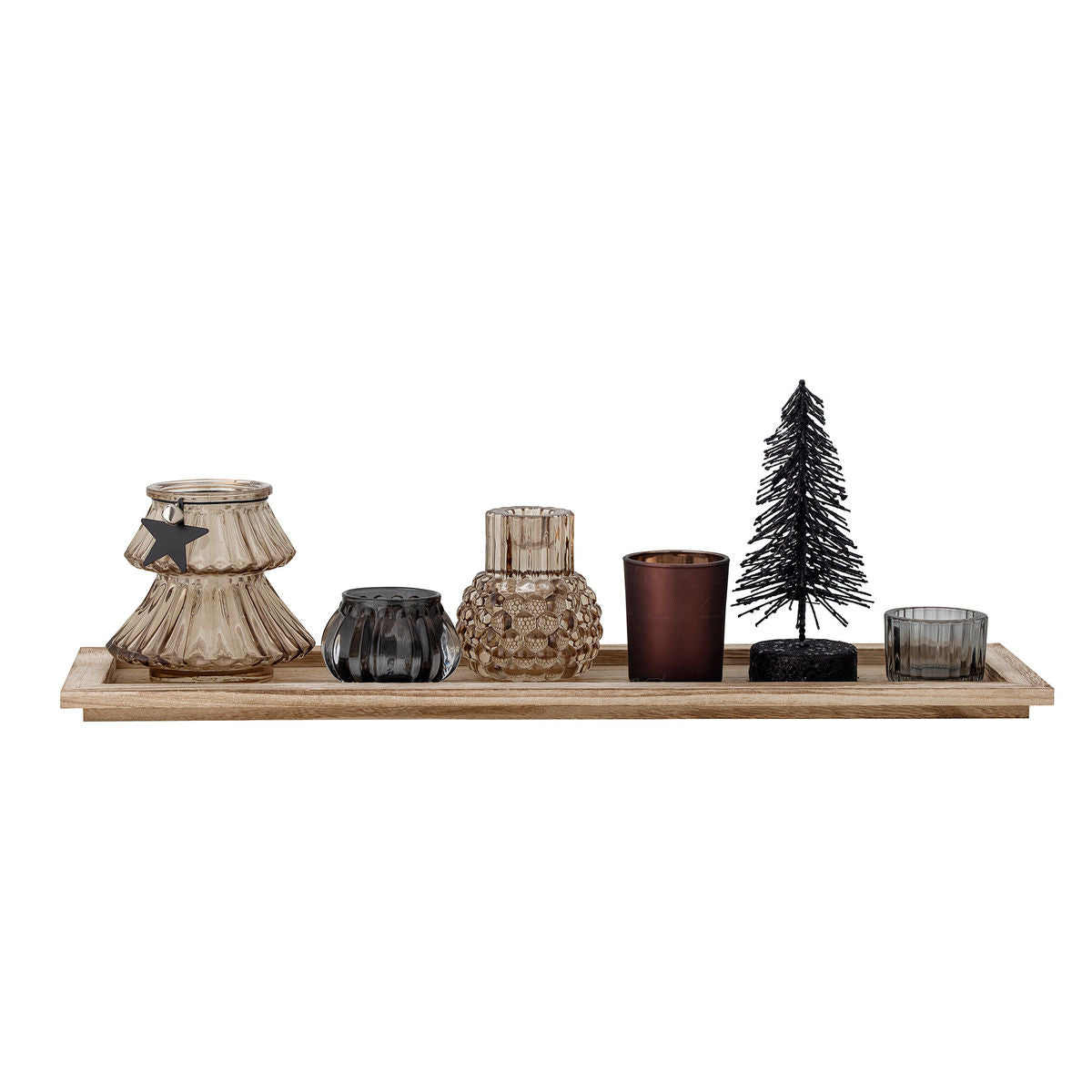 Bloomingville Sanga Tray m/Pine Dunes, Brown, Glass