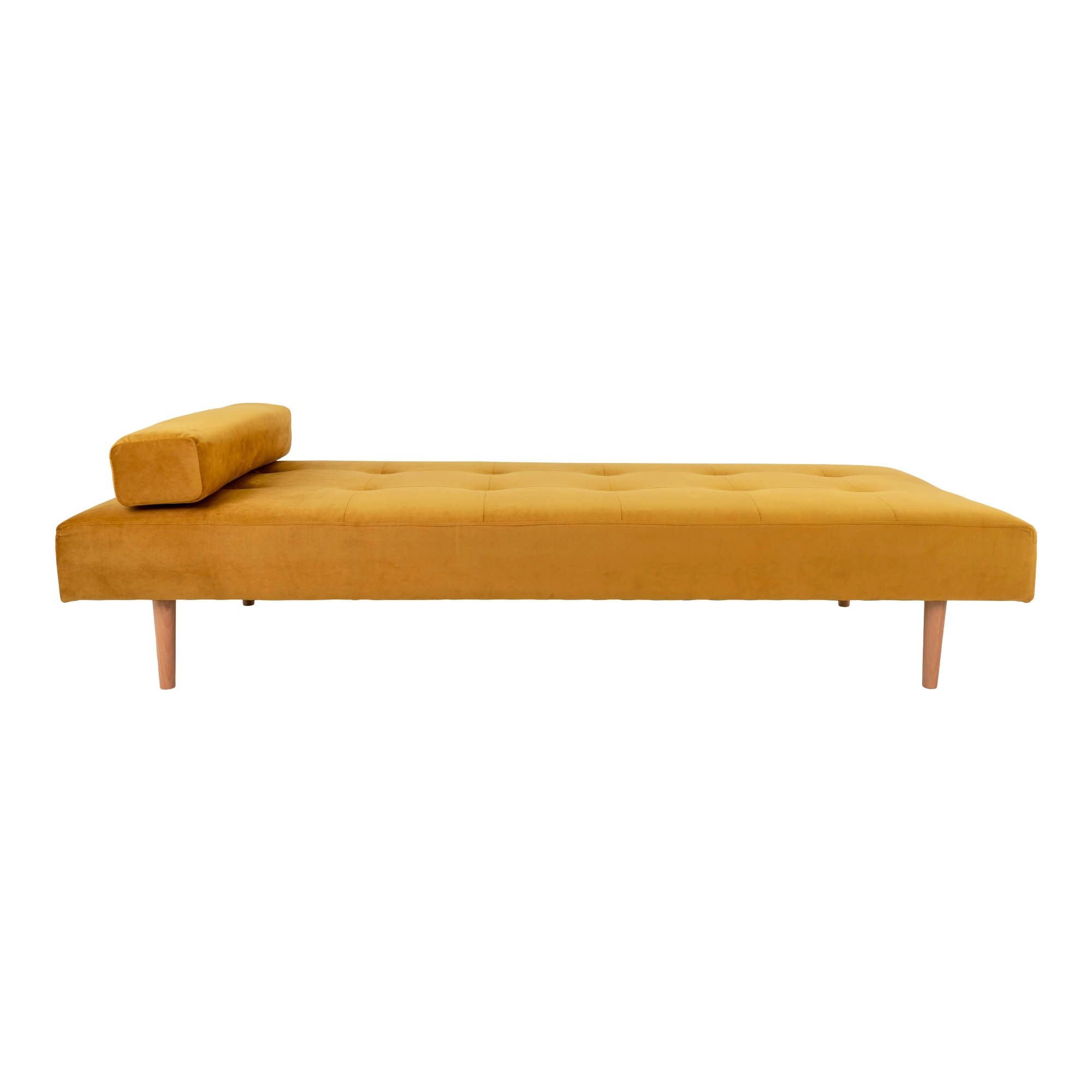 Capri Daybed - Daybed i velour, sennep gul med natur treben, HN1004